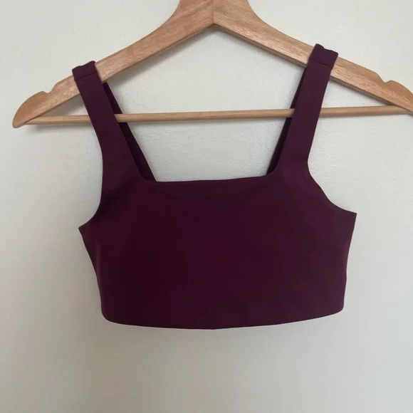 Girlfriend Collective NWOT Plum Tommy Cropped Bra Purple - Picture 6 of 9